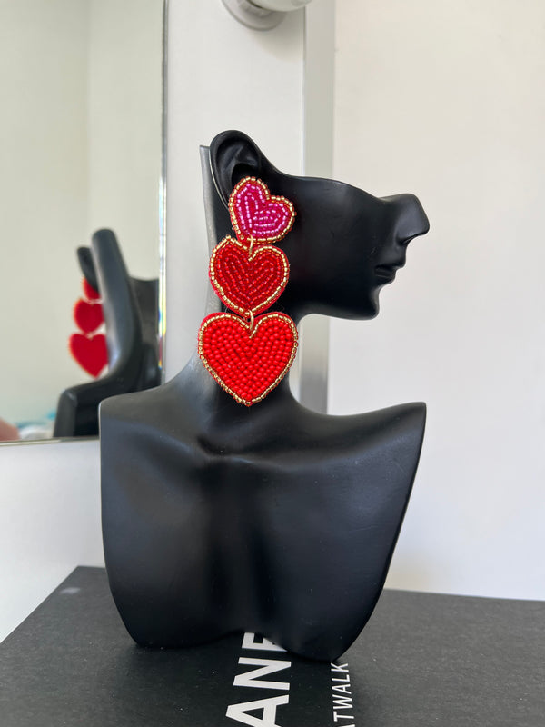 Orecchini tris di cuore